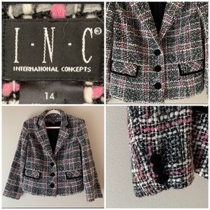 INC International Concepts Plaid Jacket Size 14